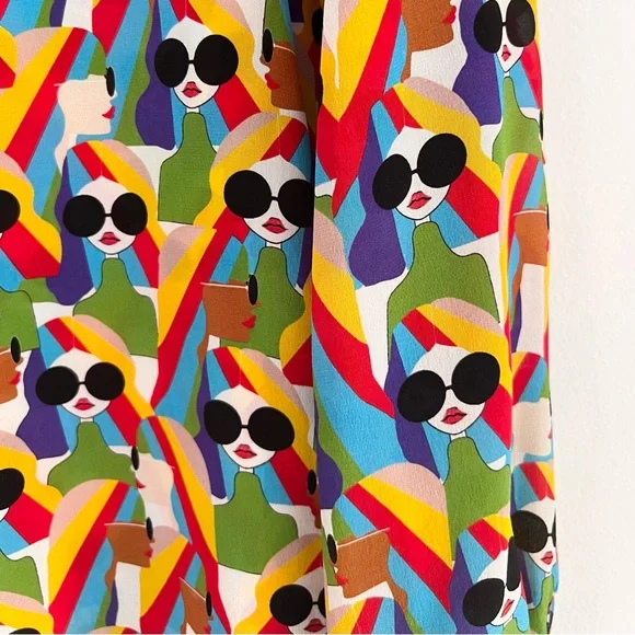 Alice & Olivia WILLA PLACKET TOP Button Down Silk Shirt Mod Stace - MEDIUM - Picture 9 of 12